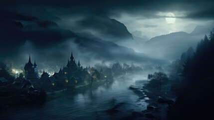 misty mountain landscape