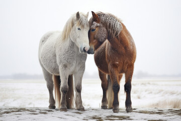 Animal snow nature winter horses