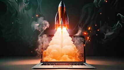 Animation of rocket coming out of computer
- Powered by Adobe