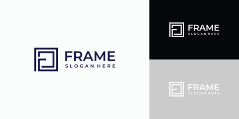 Obraz premium Letter F square frame logo design