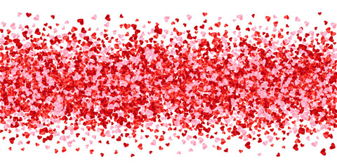 Paper 3D sweet heart shapes confetti background design. Mother's Day gift decor. Banner backdrop.