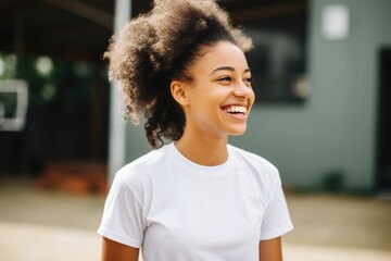 Confident Young Female Athlete in Indoor Sports Facility