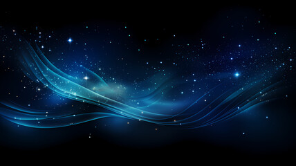 Obraz premium Abstract Blue and White Light Waves with Shining Stars Background