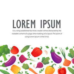 Organic grocery shopping. Collection of vegetables cartoon. Happy vegetarian day or vegan.Pattern of vegetables.Healthy food. Eco food. Organic food poster.Vegetables pattern.Vegetables frame.