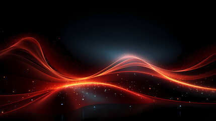 Obraz premium Abstract Red and Black Light Waves with Sparkling Stars Background