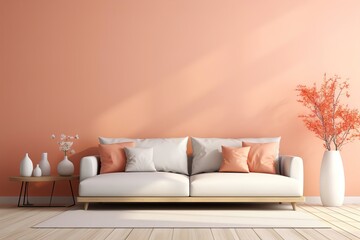 modern living room in peach
