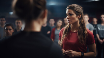 Obraz premium A woman teaching a self-defense class emphasizing empowerment.