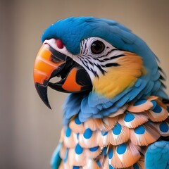 Obraz premium A portrait of a chic parrot wearing a polka-dot dress and pearl necklace3