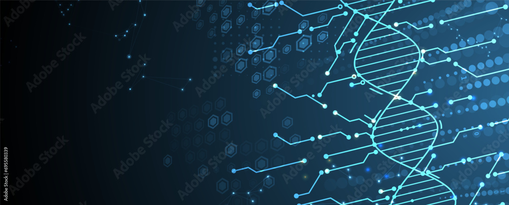 Wall mural abstract artificial intelligence dna technology. science and social concept. futuristic connection s