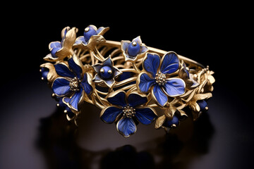 A floral marvel adorned in petals that showcase an exquisite mix of indigo and gilded gold, evoking a sense of opulence and elegance.