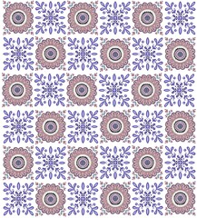Seamless geometric flower pattern in pink and lavender colour