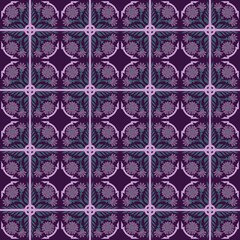 Geometric floral pattern in violet colour