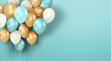colorful birthday balloons over the blue background