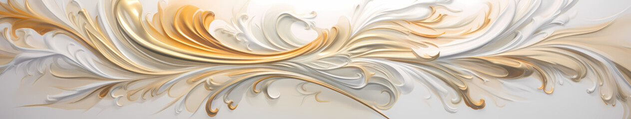 Harmonious Fusion: Golden and Silver Elegance Meets Soft White Abstraction