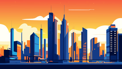 Obraz premium Time-lapse cityscape from day to night. vektor icon illustation