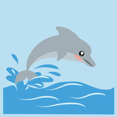 ilustracion vectorial de lindo delfin en el agua © yessebel