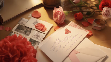 Handwritten love letters and Valentines cards.