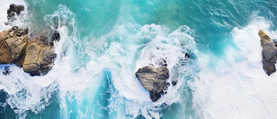 Foto op Canvas A Rock in the Ocean Generative AI © BIPUL