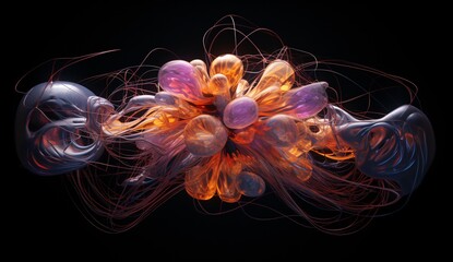 A vibrant and colorful jellyfish with purple, orange, and yellow hues Generative AI