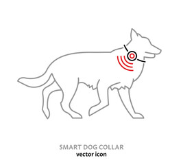 Smart pet collar icon. Dog tech gadgets sign. GPS trackers for dogs.