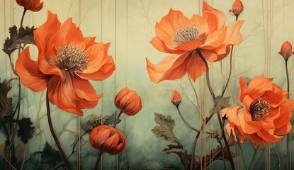 Blooming Flowers in a Vibrant Painting Generative AI