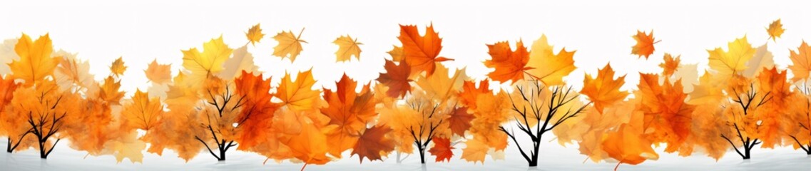 Naklejka na ściany i meble Autumn Leaves Falling in the Wind Generative AI