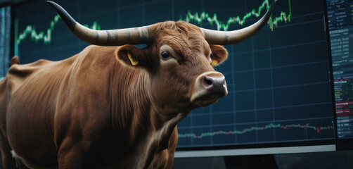 Bull market or bull engaged in cryptocurrency trading