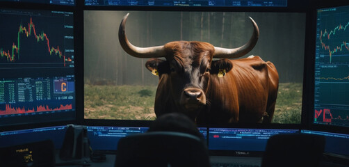 Bull market or bull engaged in cryptocurrency trading