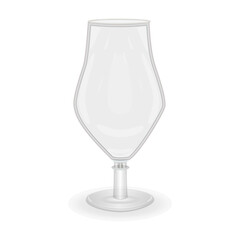 Empty glass for drink isolated on white background. Blank beer mug on leg. Tall water cup. Goblet transparent for bar and beverage. Stemware for different drinks. Stock vector illustration