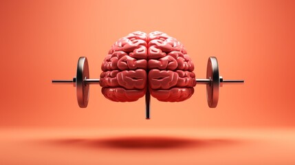 digitally generated image of a brain lifting weights