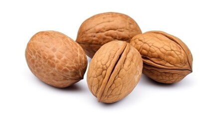 Few pecan nuts isolated on white background
