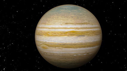 jupiter in space. realistic planet jupiter. space background with jupiter.