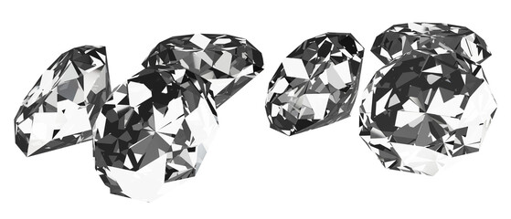 The pile of diamonds Illustration. 3d rendering.