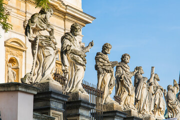 Fototapeta na wymiar Apostles Sculptures in front of Kościół św. Piotra i Pawła w Krakowie