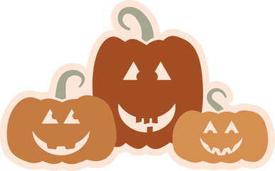 Groovy Retro Fall Halloween Jack-o-Lantern Pumpkins