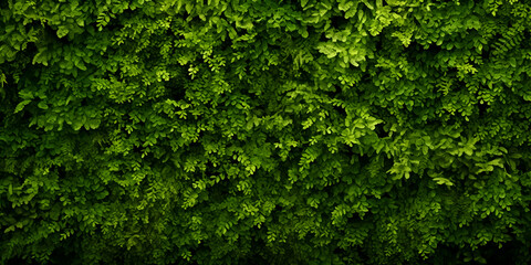 High resolution Close up of fresh nature spring bushes wall pattern. Green leaf plant, greenery grass texture background pattern for walllpaper, background Generative AI. - obrazy, fototapety, plakaty