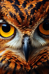 Beautiful photo of a fierce majestic owl’s eyes, extreme macro close up of an eye created with Generative Ai