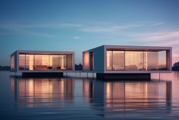 Modern House on Stilts over Water Generative AI