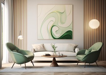 A cozy living room with a modern art piece on the wall Generative AI