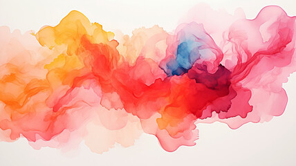 Watercolor abstract colorful background on white background. Paint leaks and Ombre effects. A multi-colored air spot.