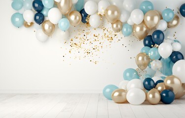 Golden Bubbles - A Wall Decoration with a Touch of Glitter Generative AI