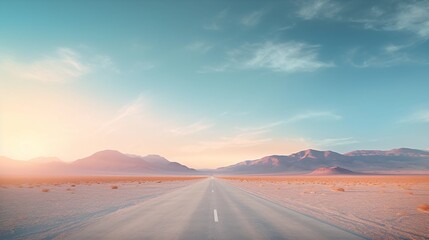 Empty Road in the Desert Generative AI - obrazy, fototapety, plakaty