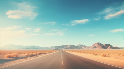 Fototapeta na wymiar Empty Road in the Desert Generative AI