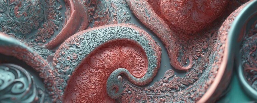 a close up of a red and blue abstract pattern