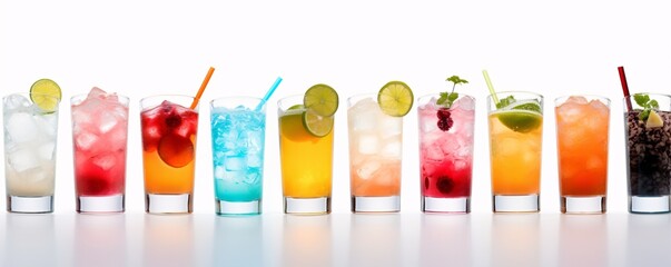 Five Different Flavored Cocktails in Glasses Generative AI