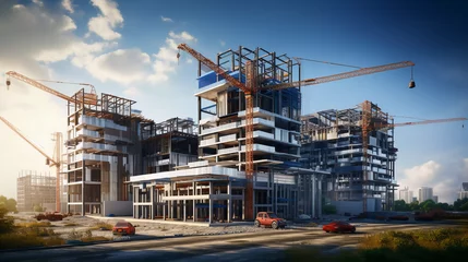 Foto op Plexiglas building under construction, industrial development, construction site engineering  © Johannes