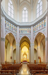Fototapeta na wymiar interior view of the central nave and altar of the Basilica of Saint Mary of Sorrow