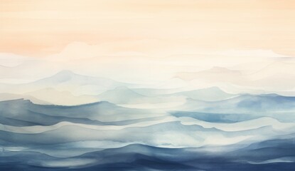 A serene ocean scene with a hint of sunset Generative AI