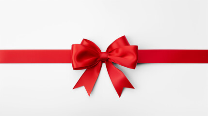 Red ribbon with shadows on transparent background for celebrations and gifts
