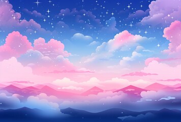 A Beautiful Pink and Blue Sunset with Clouds Generative AI